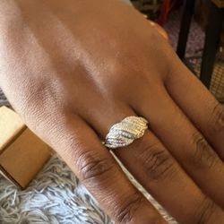 Genuine Diamond Ring, With White Gold Overlay