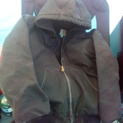 Cartharrt Mens Vintage Black Canvas Quilt Lined Pioneer Construction Jacket Model J140