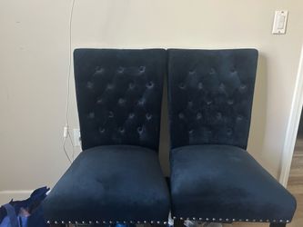 Brand new navy blue suede twin chairs