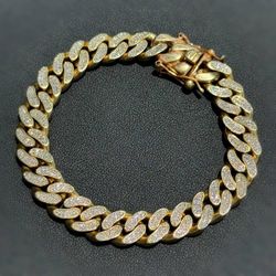 Jewelry 10k yellow gold Cuban link 6.00CTW diamond bracelet iced out Bussdown 8.00” 11.50mm 38.80g