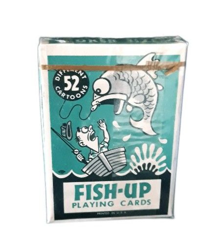 Vintage Fish-Up Cartoon Poker Size Playing Cards - Blue Cover