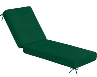 Chaise Lounge Cushions. Water-Resistant with a Thick Pad and 4 Straps. (Set of 2) - Dark Green