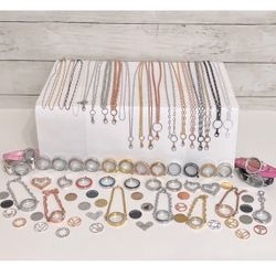HUGE LOT 500+ Pc. Floating Lockets, Necklace Chains & Window Plates FIRM