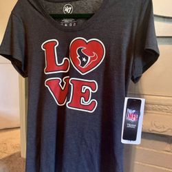 New With Tags HOUSTON TEXANS V-NECK T-SHIRT - Size Large, NFL Licensed 