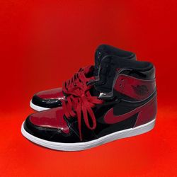 Nike Air Jordan 1 High OG Patent Bred Black Varsity Red White / size 10.5