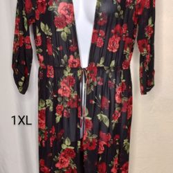 Beautiful Floral Sheer Cover Up Plus Size (1XL) $10