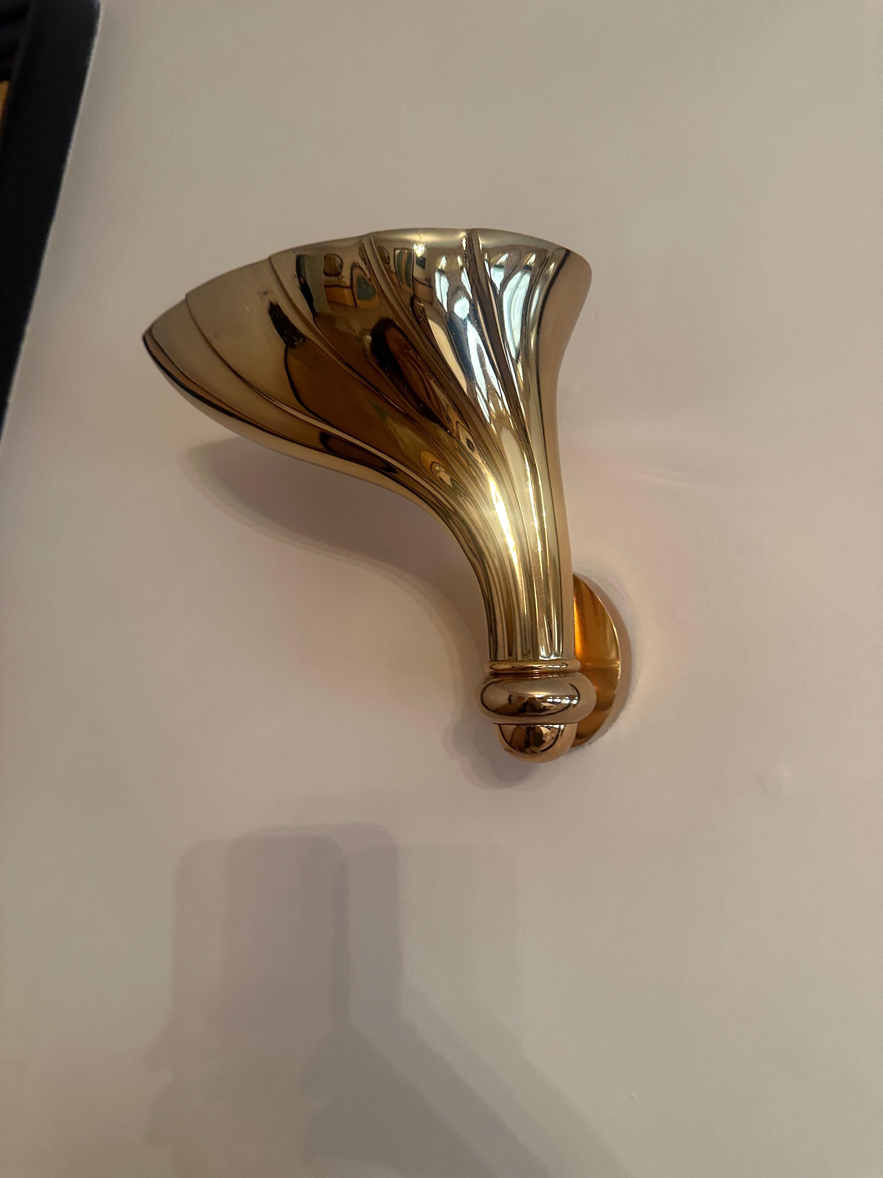 Vintage 1980s art deco gold sconces