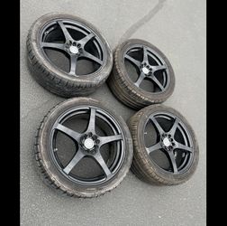 4 — 245/40r18 5x114.3 5x4.5 5x100 5x3.94 Velocity Civic Accord Altima G35 Impreza Wrx Camry Wheels Rims Good 90% Treads Tires!!!