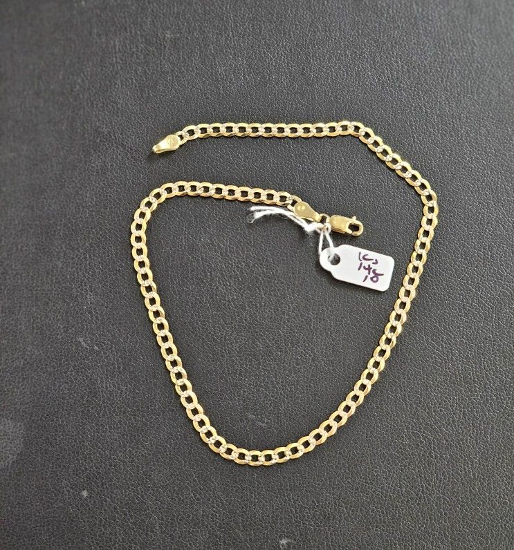 14k Gold Two Tone Anklet 10 Inch