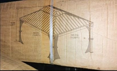 16ft X 12ft Hardtop Black Gazebo with Screen