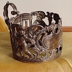 VERY RARE ANTIQUES STERLING SILVER 925 MINI CUP HOLDER ** 1800-10 **35X50MM.-22.0GR.**