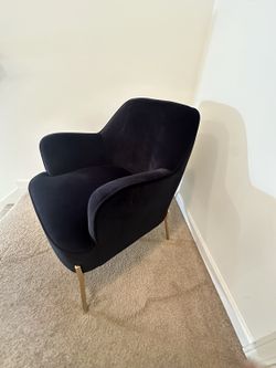 Black Velvet Accent Chair with Gold Legs