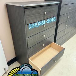 Five Drawer Grey Compressed Wood Chest Dresser 