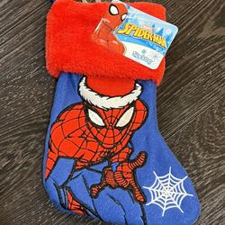 Christmas Mini 8” Embroidered Stocking Disney Marvel Spider-Man Blue  New