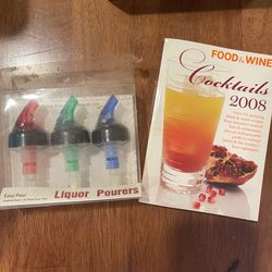 Cocktail Mixer Book And 3 New Plastic Pour Spouts Father’s Day Gift