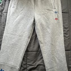 Adidas Track Pants Boys Red/White, Embroidered Logo, Size L