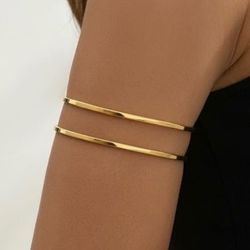 New Boho Gold Arm Double Bar Cuff Bracelet