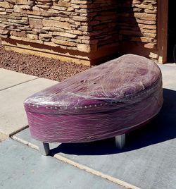 Royal Purple Studded  Half-Moon Ottoman