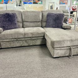 Limited Time Offer🔥Gorgeous Grey Pull Out Sleeper Sectional Available Now Amazing Deal $999