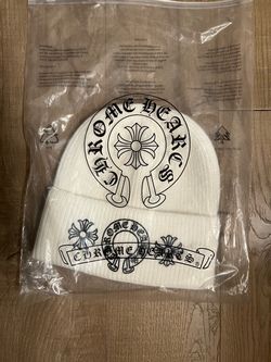 White Chrome Heart Beanie