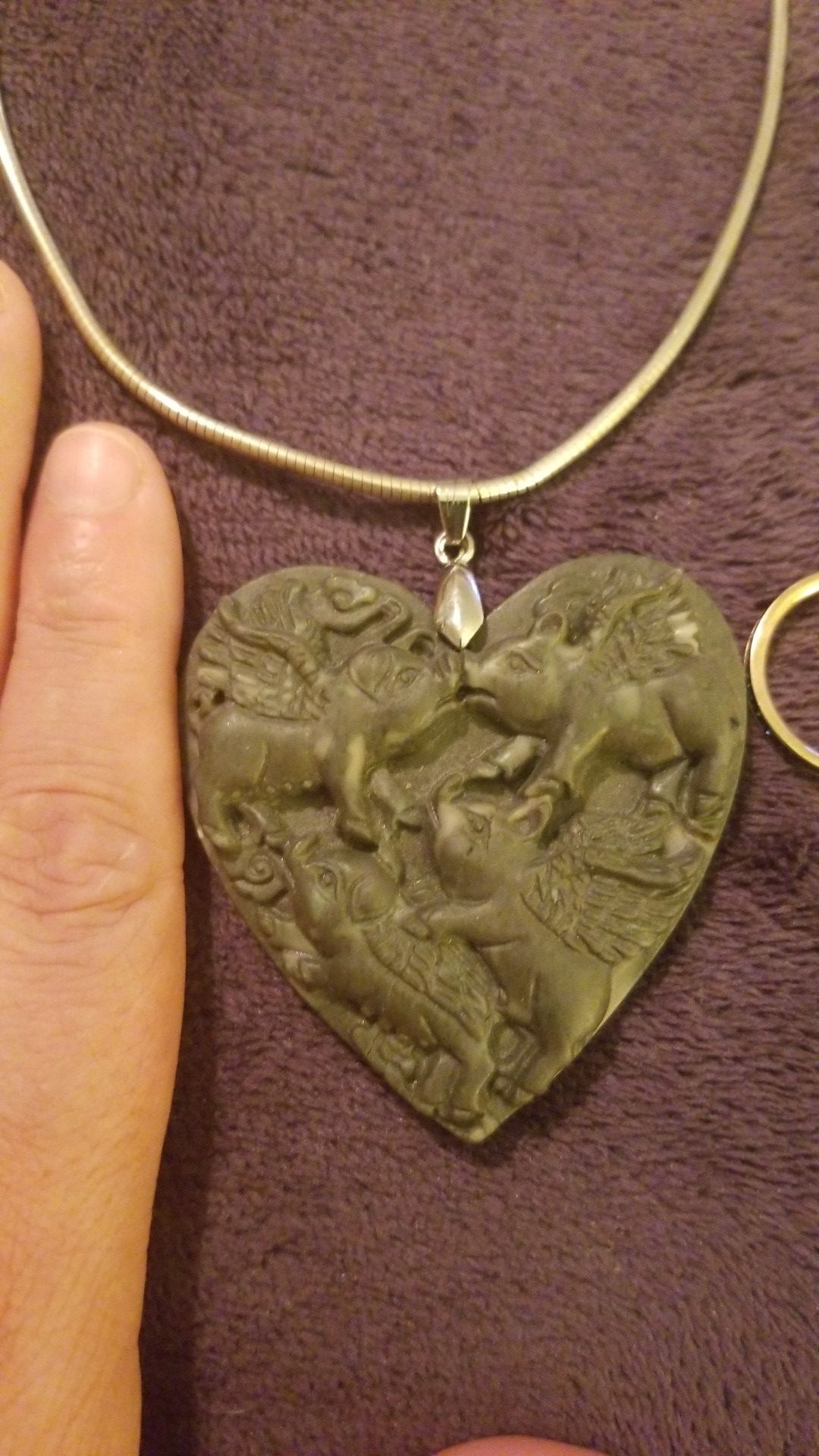 Huge stone flying pig pendant