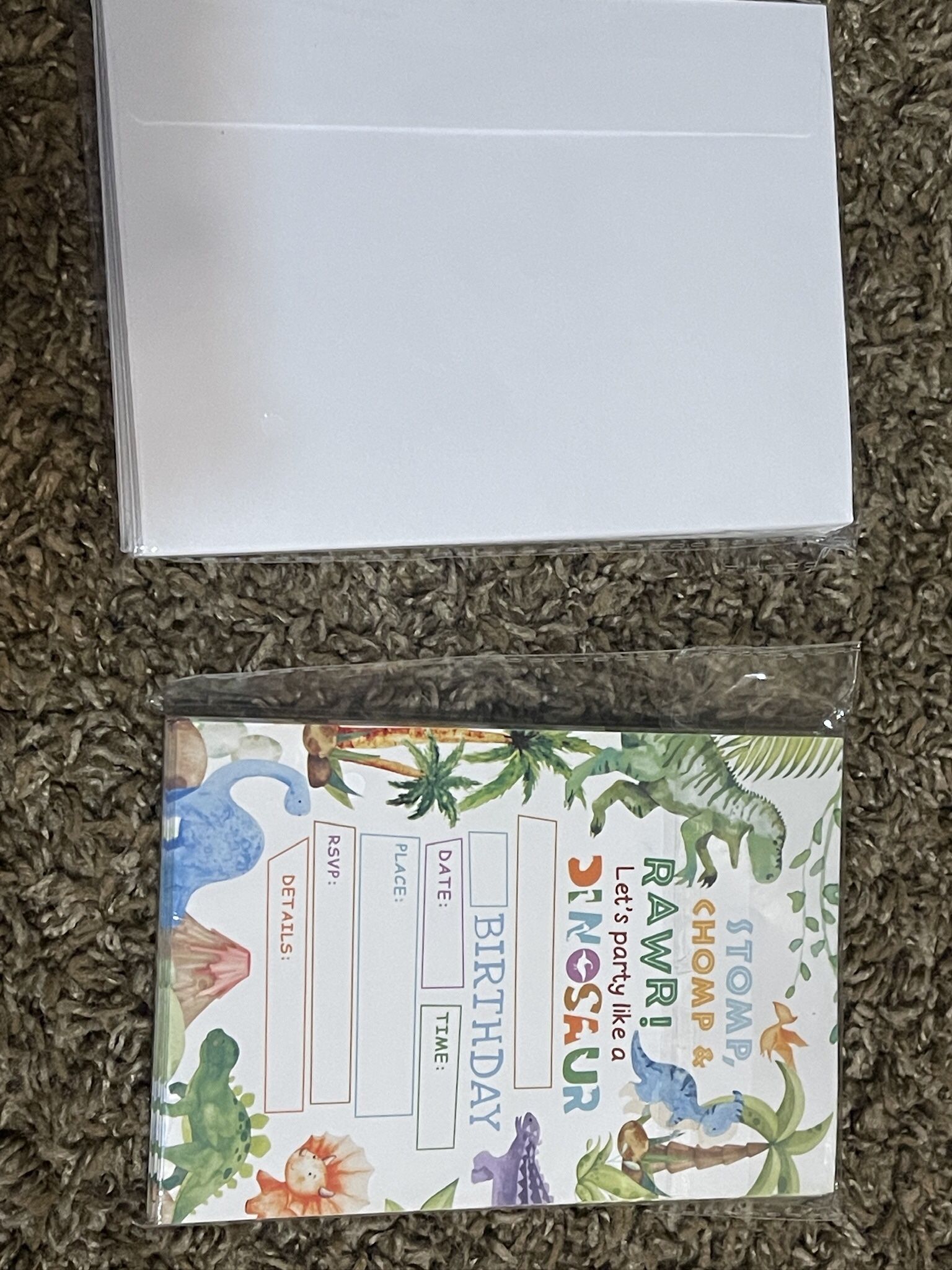 24 Dinosaur Birthday Invitations And Envelopes