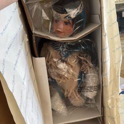 The Proud Spirit Of An American Indian Collectable 18” Ceramic Doll