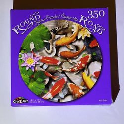 Fish Pond Puzzle 14" Round -  350 Piece (Brand New)