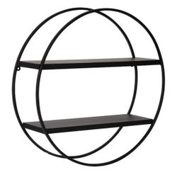 💥🌹P13#10 $$35 24” Diameter Sequoia wood and Metal Round wall shelf Black -Kate & Laurel All Things Decor🌹