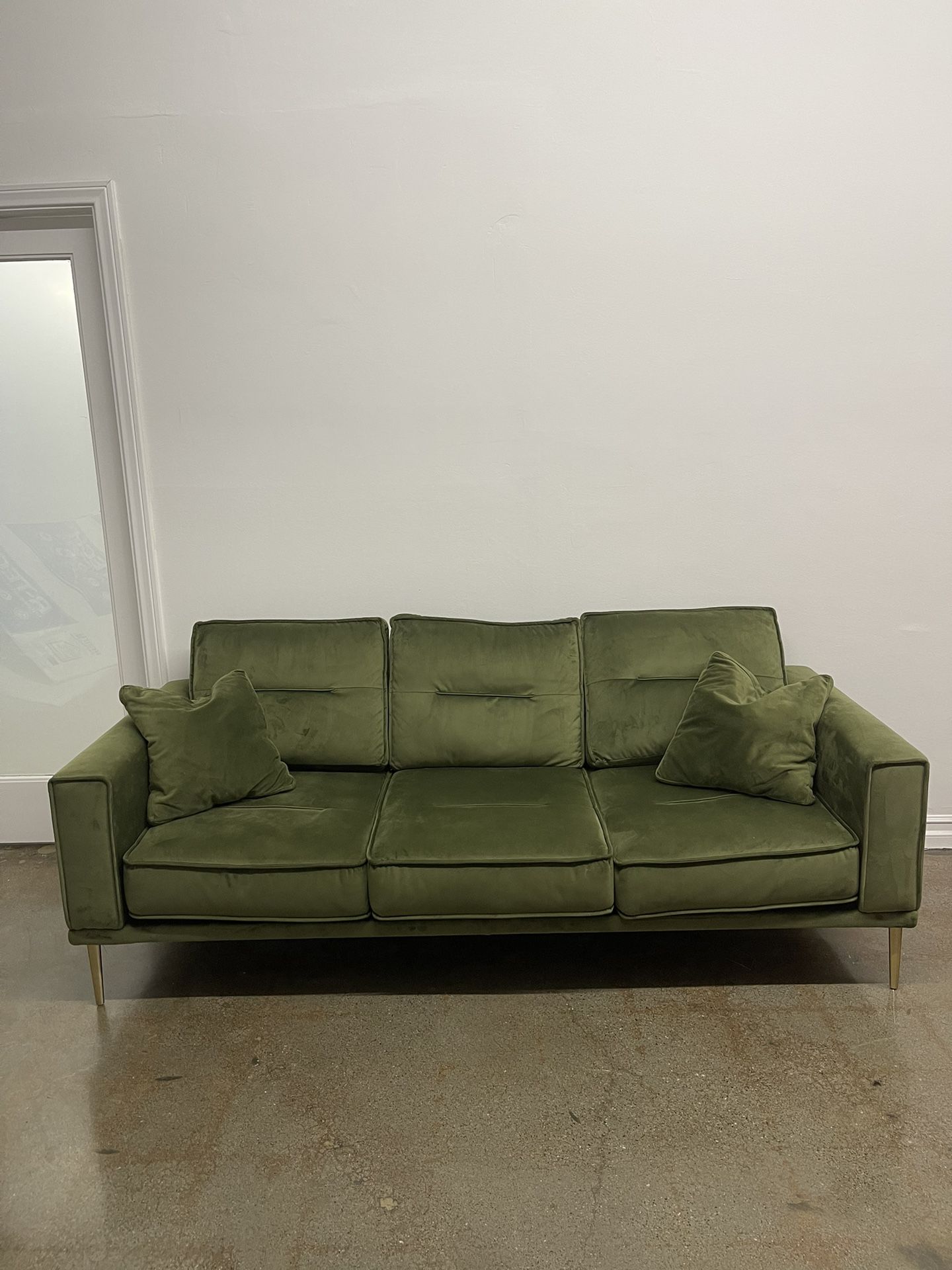 Beautiful green suede couch in amazing condition 