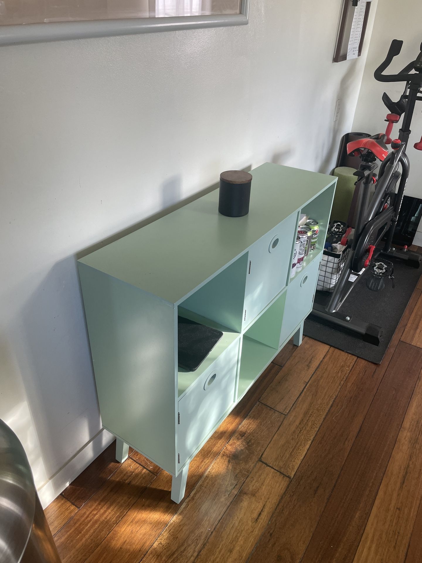 Mint sideboard cabinet shelf with cubbies