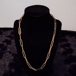 Yellow Gold Ion Plated Stainless Steel Paperclip Necklace 