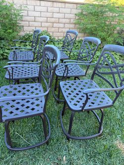set of 6 hanamint cast aluminum outdtpatio bar stool