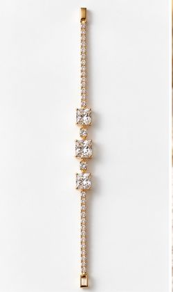 Gold Tennis Bracelet with Square Stones
