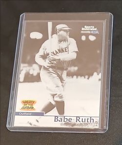 Babe Ruth card in a hard protective case.  $10