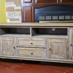 Warm Shaker Solid Wood 72 in. Wide Transitional TV Media Stand for TVs