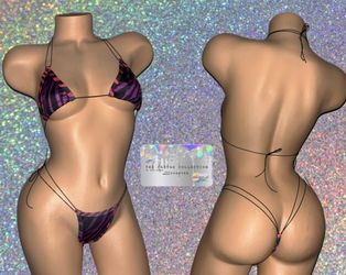 {EXOTIC DANCE/ CLUB/ RAVE WEAR}: MULTICOLORED ZEBRA PRINT 2 PIECE SET