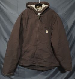 CARHARTT JACKET MENS SIZE XL SHERPA LINED HOODED 104392 DKB BROWN