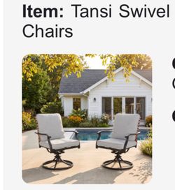 Tansi Rock and Swivel Patio Chairs: Still in Box