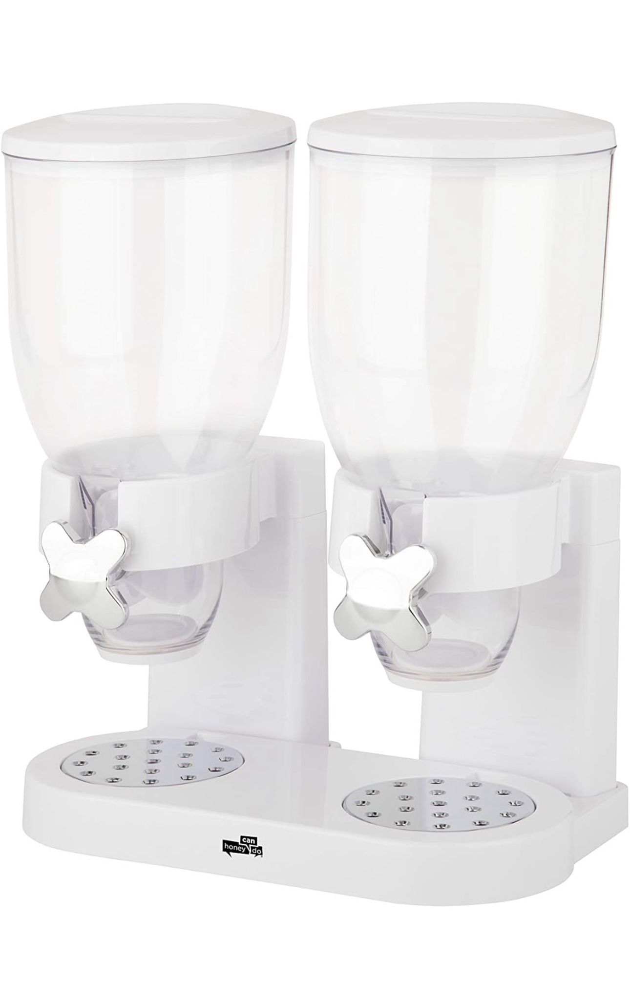  Indispensable Dry Food Dispenser, Dual Control, White/Chrome