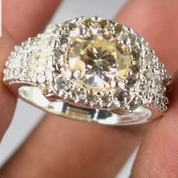 Excellent Quality 4 Ct Treated Champagne Moissanite 925 Sterling Silver Ring