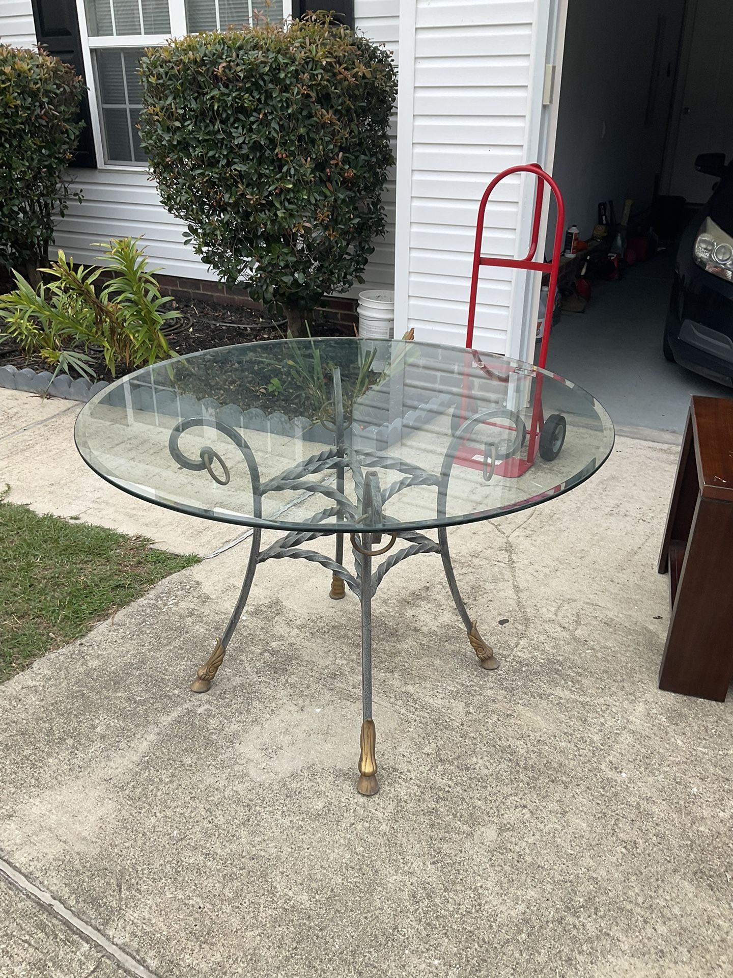 Brand New Cast Iron Glass Top Table