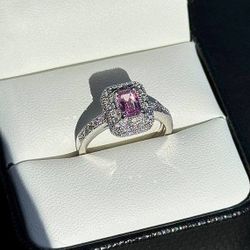 EFFY PINK SAPPHIRE & DIAMOND RING 14K WHITE GOLD LADIES Sz 7