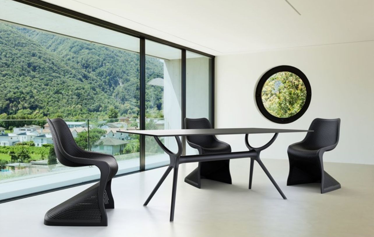 Compamia Bloom Outdoor/ Indoor Dining Chair in Black, 6 Chairs