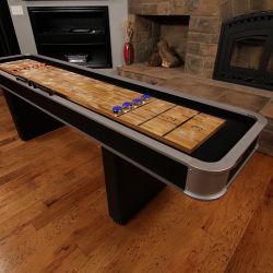 NEW Shuffleboard, 9’ LED Shuffleboard Tables W/ 8 Pucks & Pedestal Legs W/ Levelers !
