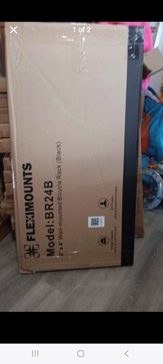 2'x4" Wallmounted Black Bicycle Rack