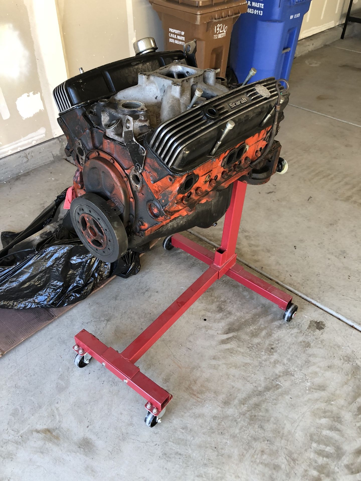 Free Chevy 350 engine and th350 transmission with engine stand