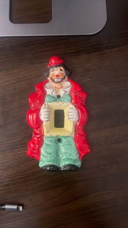 Vintage 1956 Yona Original Ceramic Hobo Clown Light Switch Plate Cover
