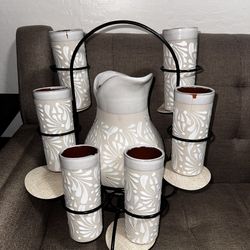 Ceramic Pitcher and Cup Set