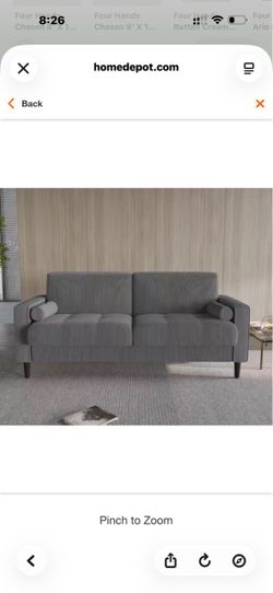 63.3 in. Straight Arm Corduroy Fabric Upholstered Rectangle 2-Seater Sofa in. Light Gray with Wood Legs
